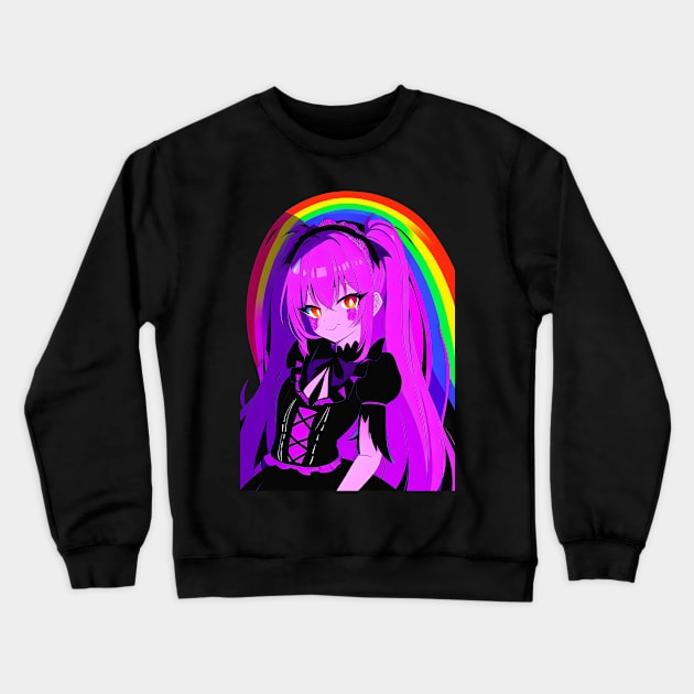 Kawaii Violet Rainbow Crewneck Sweatshirt by DeathAnarchy